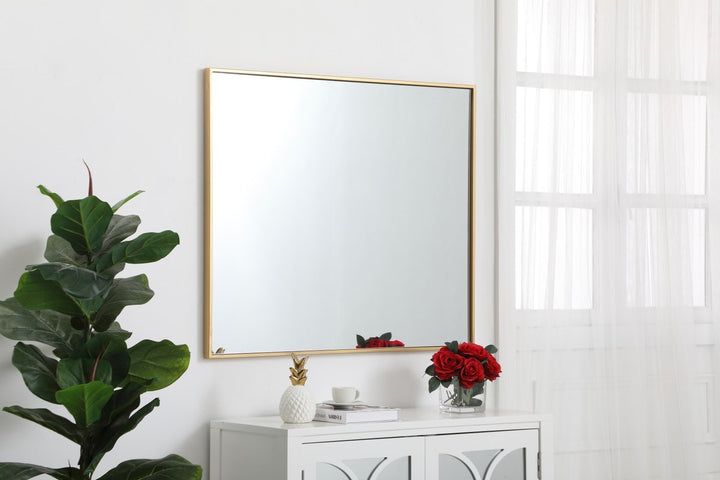 Metal Frame Rectangle Mirror 30 Inch In Brass