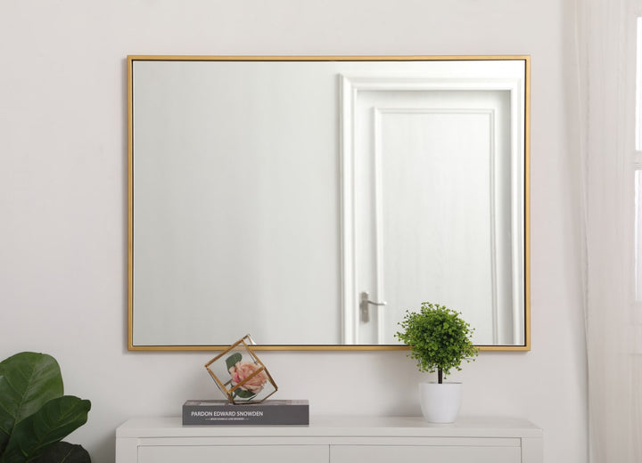 Metal Frame Rectangle Mirror 27 Inch In Brass