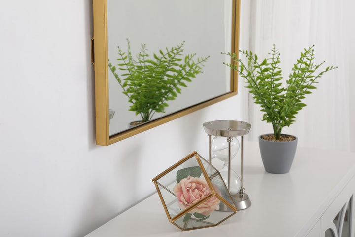 Metal Frame Rectangle Mirror 27 Inch In Brass