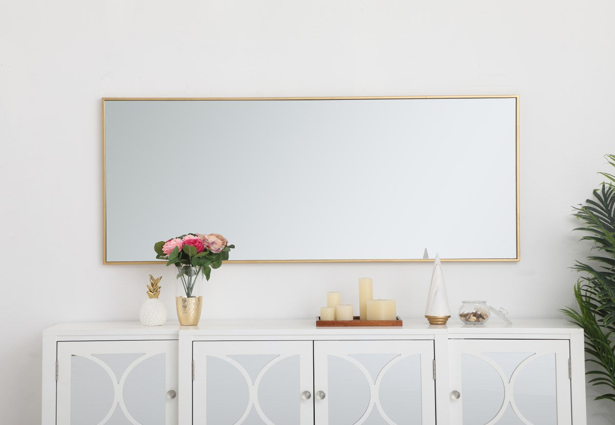 Metal Frame Rectangle Mirror 24 Inch In Brass
