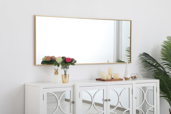 Metal Frame Rectangle Mirror 24 Inch In Brass