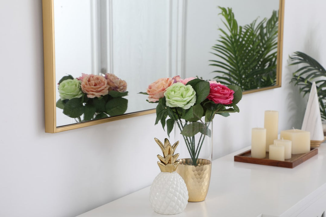 Metal Frame Rectangle Mirror 24 Inch In Brass