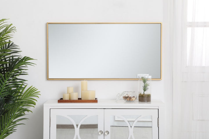 Metal Frame Rectangle Mirror 18 Inch In Brass