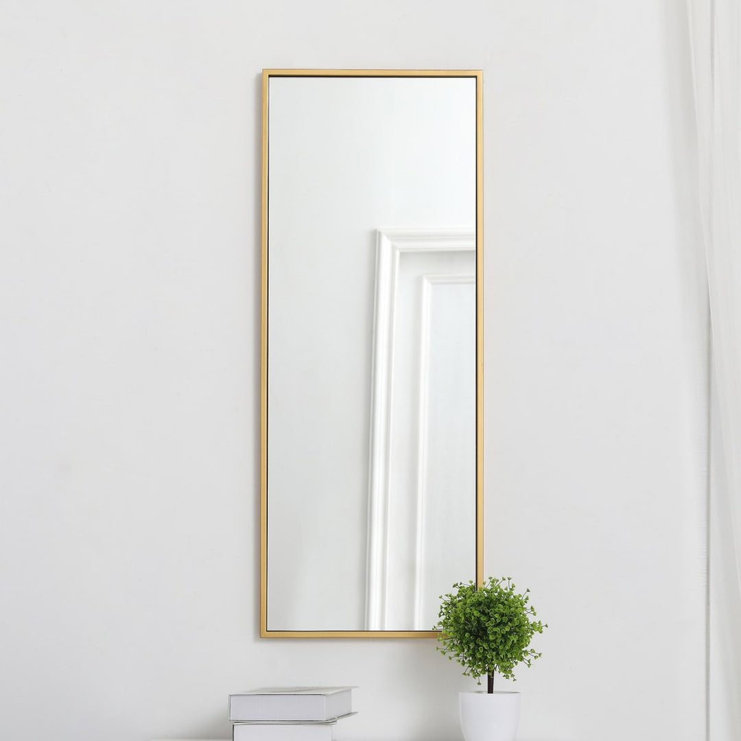 Metal Frame Rectangle Mirror 14 Inch In Brass