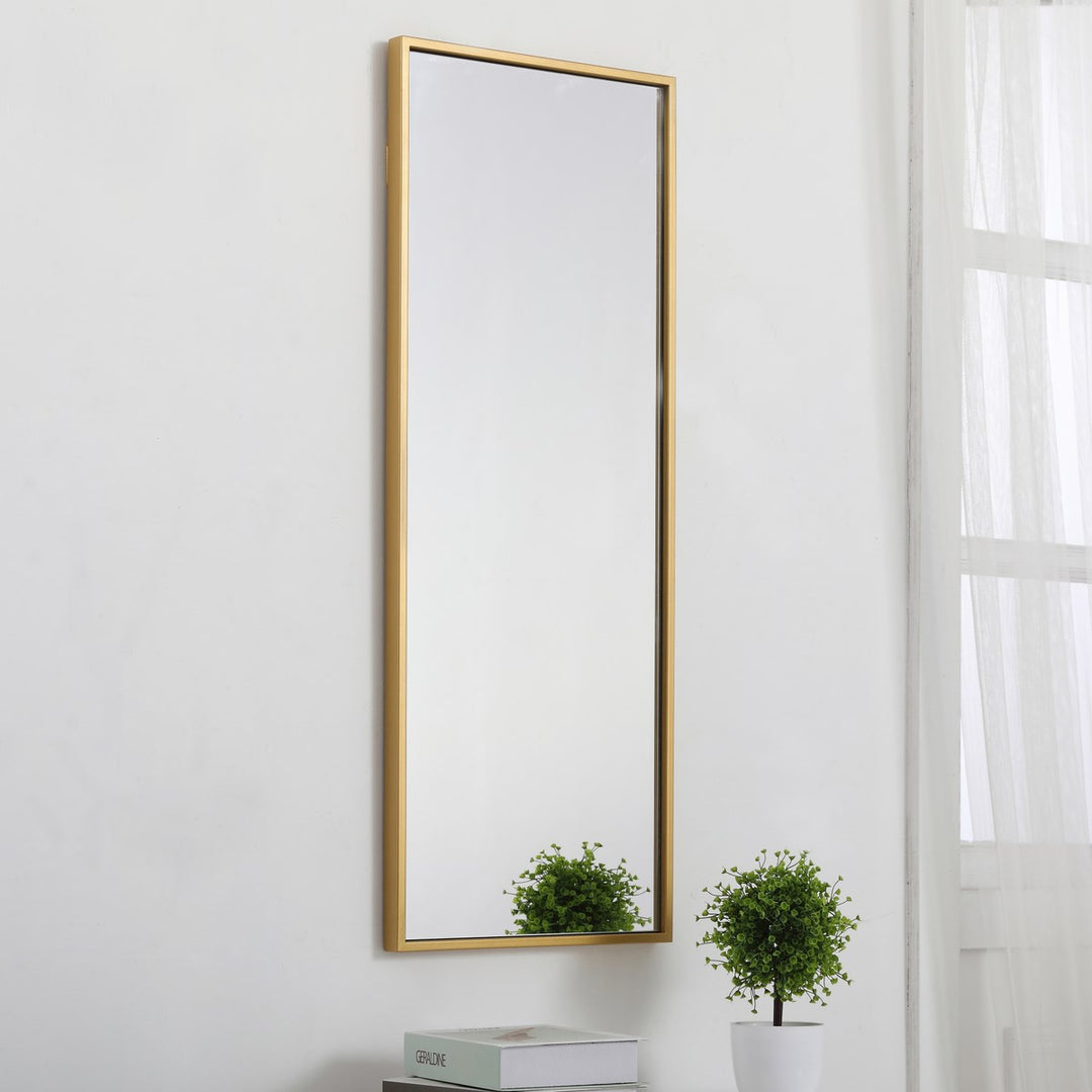 Metal Frame Rectangle Mirror 14 Inch In Brass