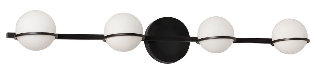 4Lt Halogen Vanity Matte Black W/ White Glass by Dainolite