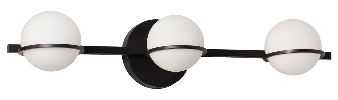 3Lt Halogen Vanity Matte Black W/ White Glass by Dainolite