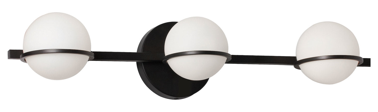 3Lt Halogen Vanity Matte Black W/ White Glass by Dainolite