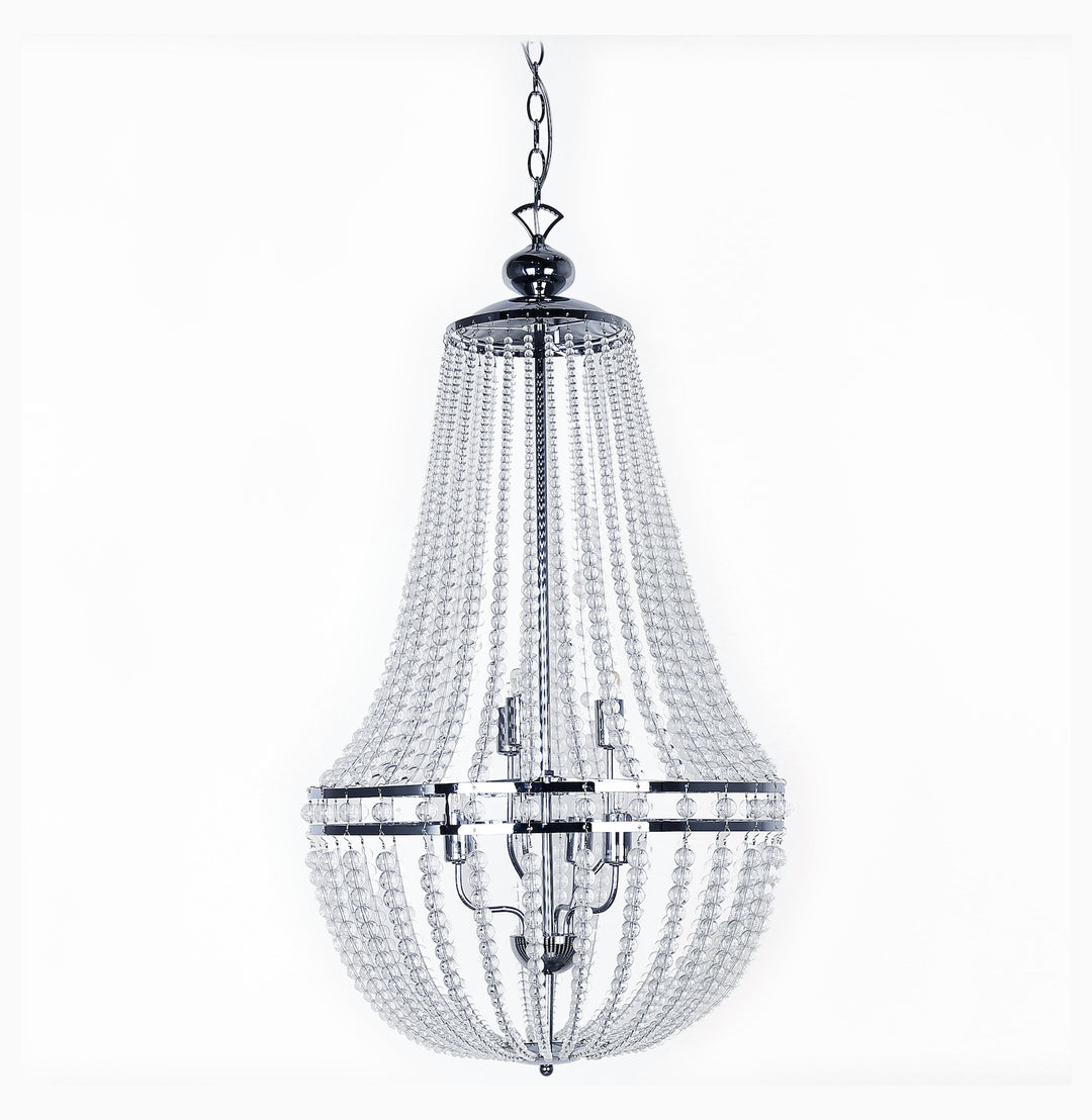6Lt Incandescent Chandelier Pc W/Clr Glass Beads by Dainolite