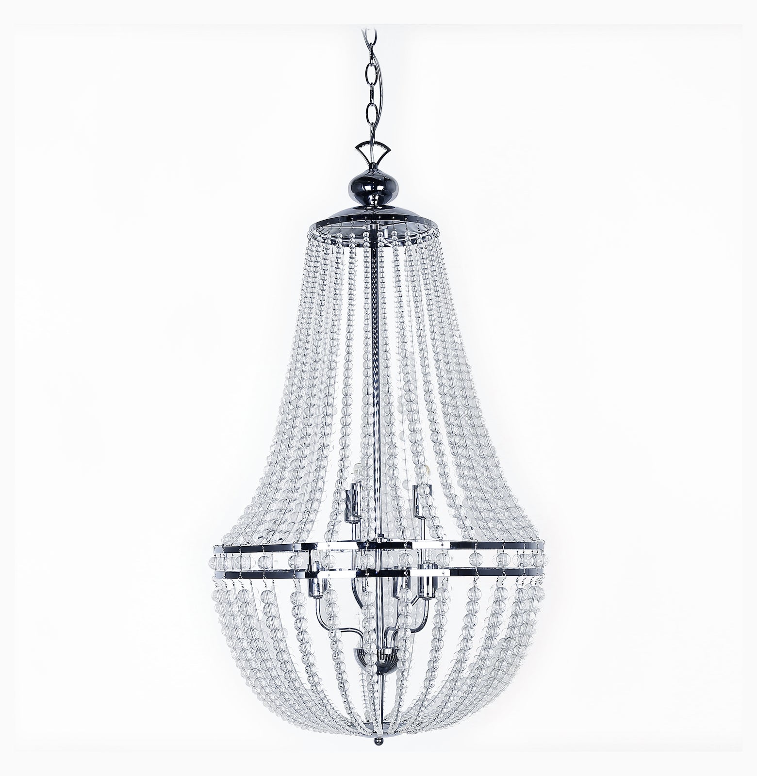 6Lt Incandescent Chandelier Pc W/Clr Glass Beads by Dainolite