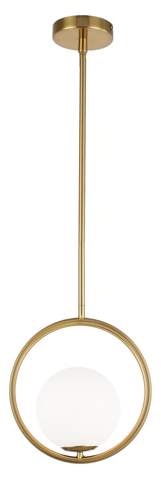 1Lt Halogen Pendant Ab Finish W/ White Glass by Dainolite