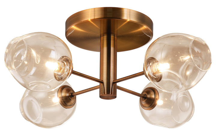 4Lt Semi Flush Vb Finish W/ Champagne Gla by Dainolite