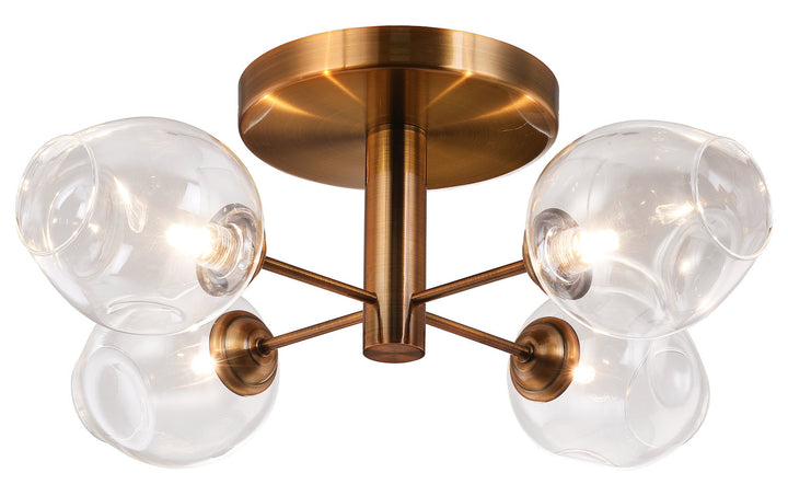 4Lt Semi Flush Vb Finish W/ Champagne Gla