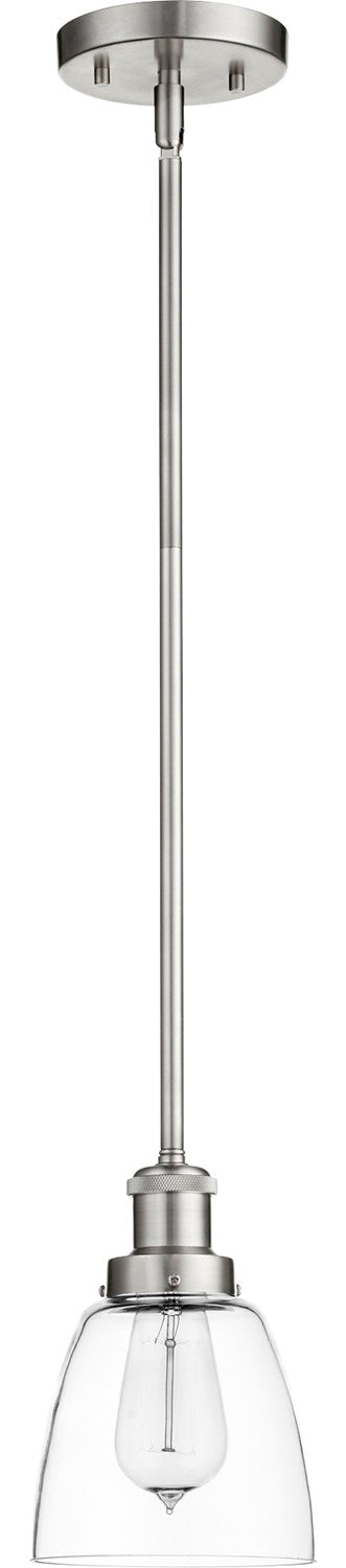 6in Clear Bell Pendant - Stn by Quorum