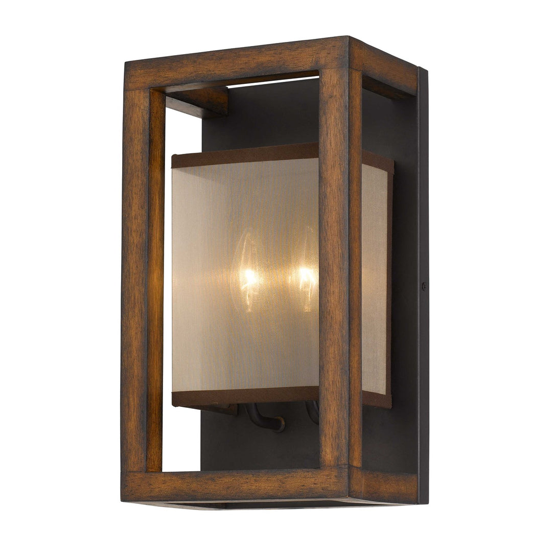 40W X 2 Rubber Wood Wall Sconce With Organza Shade (Edison Bulbs Not Included) by CAL Lighting
