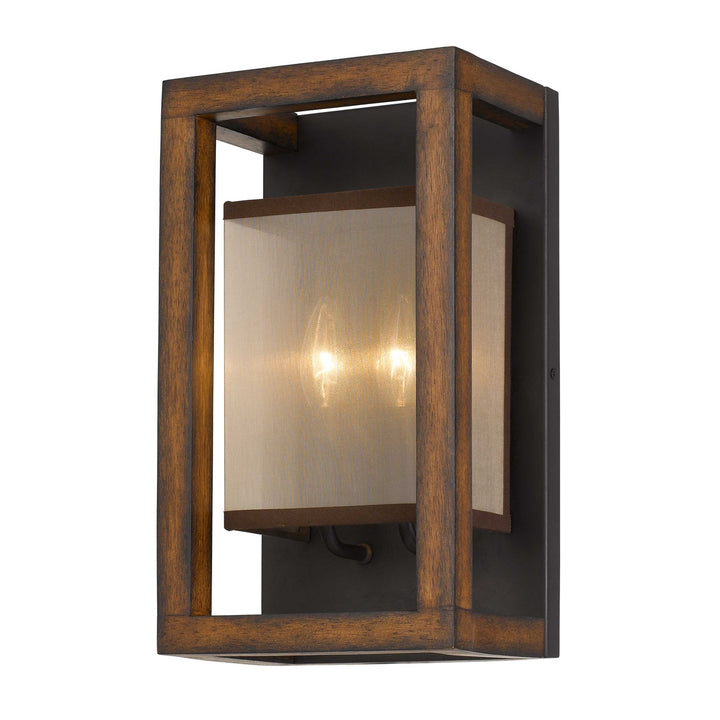 40W X 2 Rubber Wood Wall Sconce With Organza Shade (Edison Bulbs Not Included) by CAL Lighting