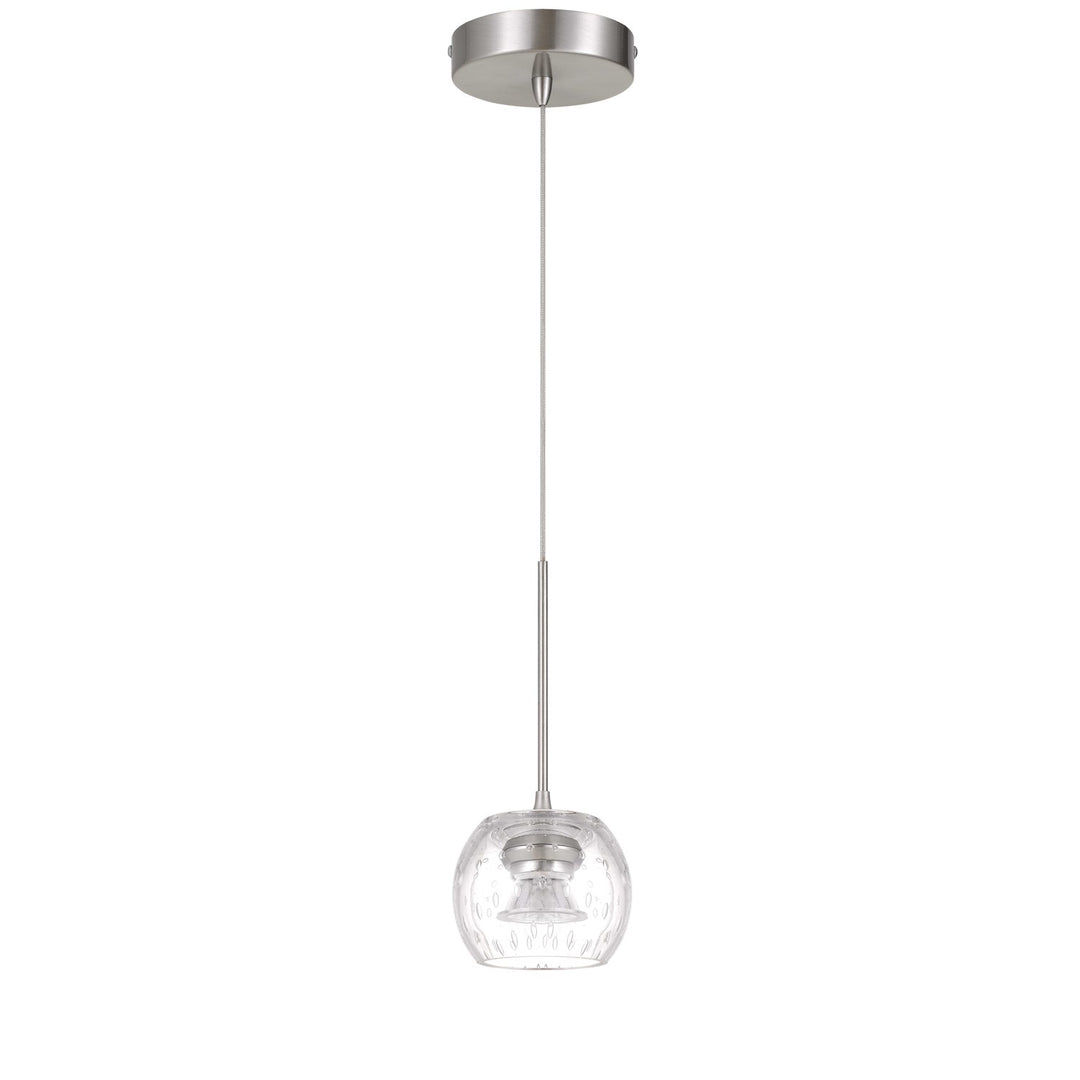 10in Height Led Glass Pendant In Brushed Steel by CAL Lighting