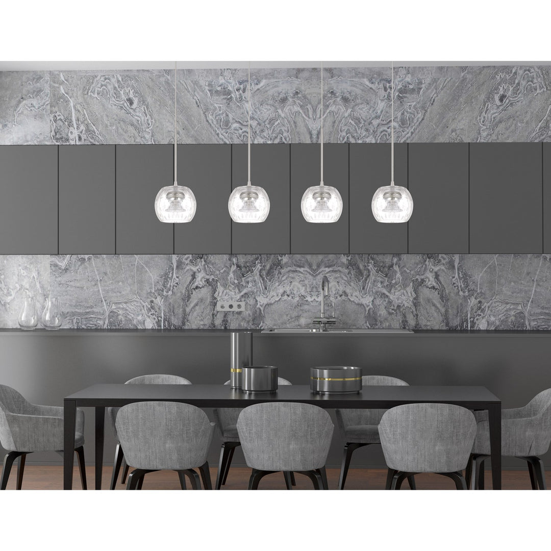 10in Height Led Glass Pendant In Brushed Steel