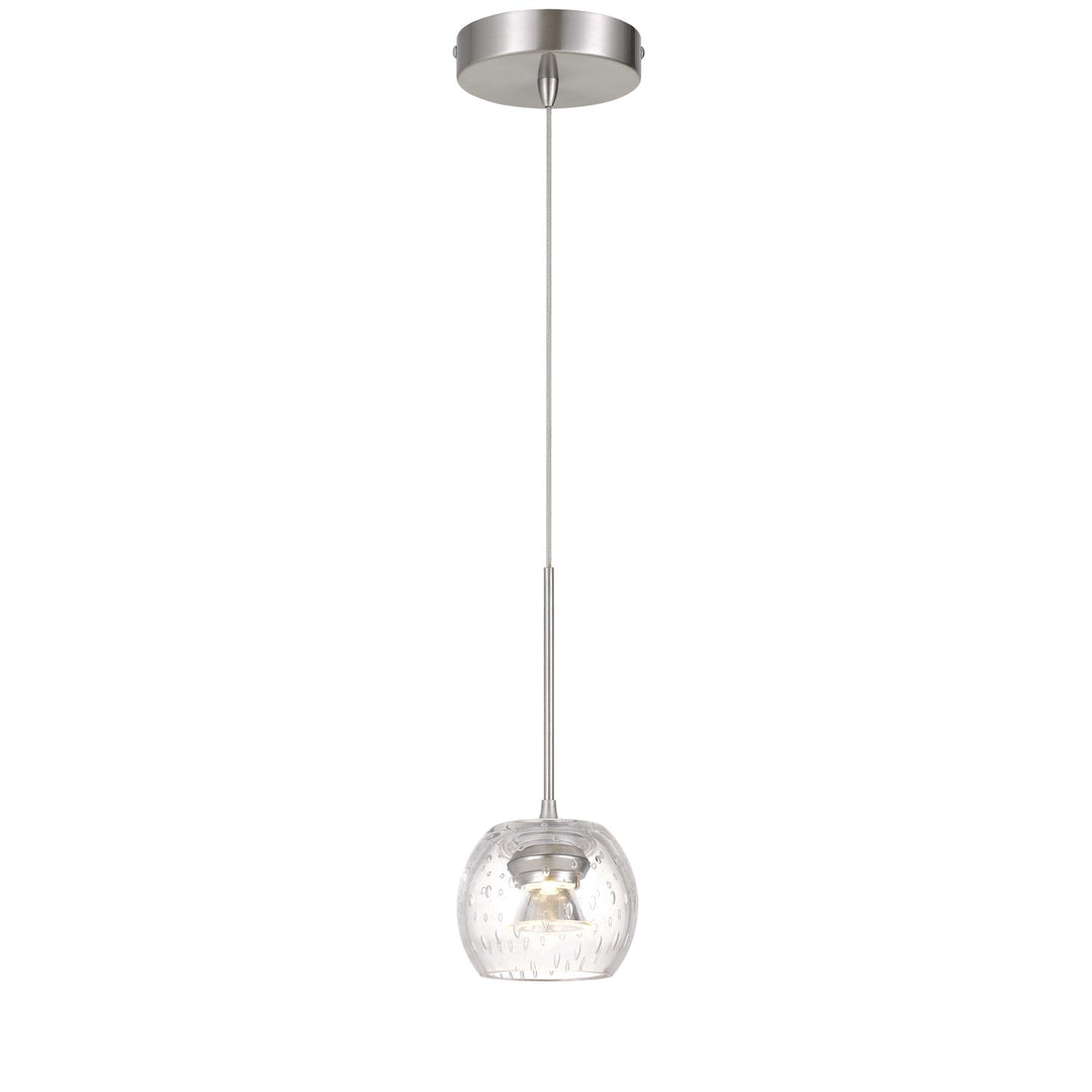 10in Height Led Glass Pendant In Brushed Steel