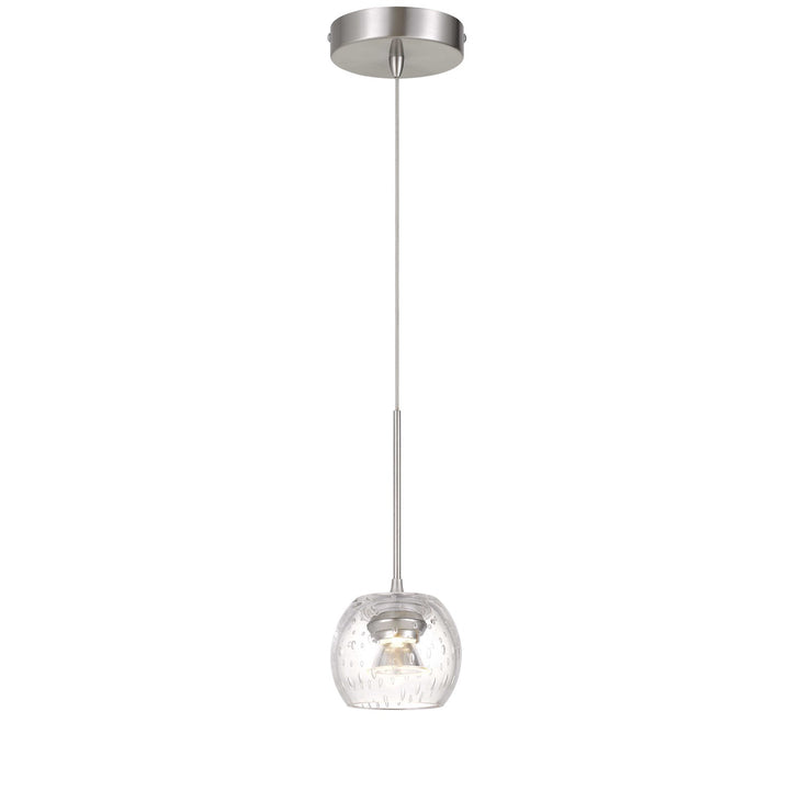 10in Height Led Glass Pendant In Brushed Steel