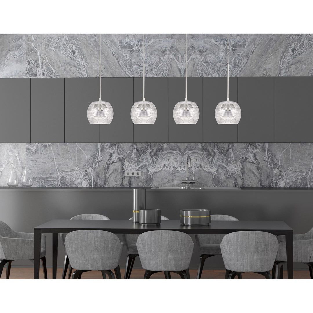 10in Height Led Glass Pendant In Brushed Steel