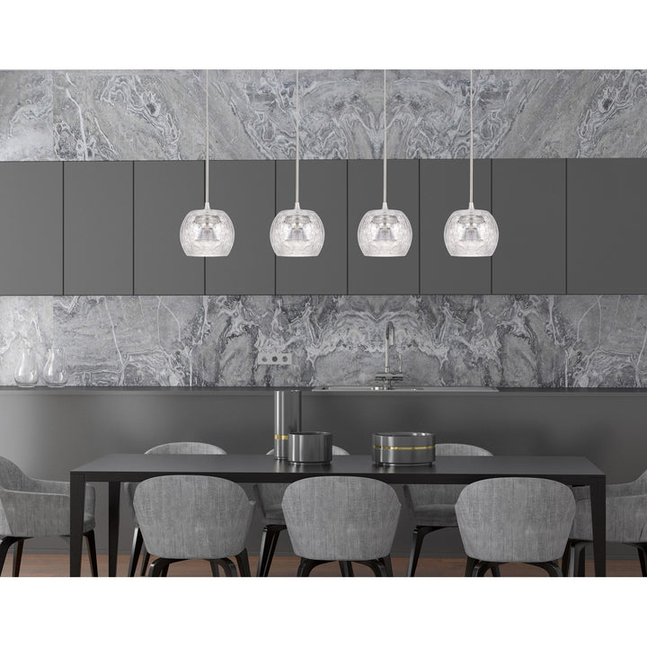10in Height Led Glass Pendant In Brushed Steel