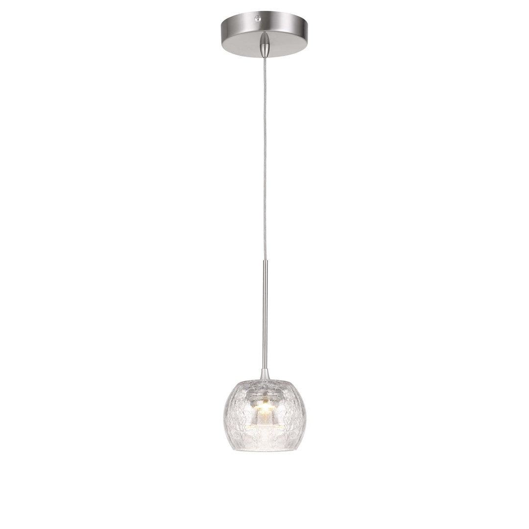 10in Height Led Glass Pendant In Brushed Steel