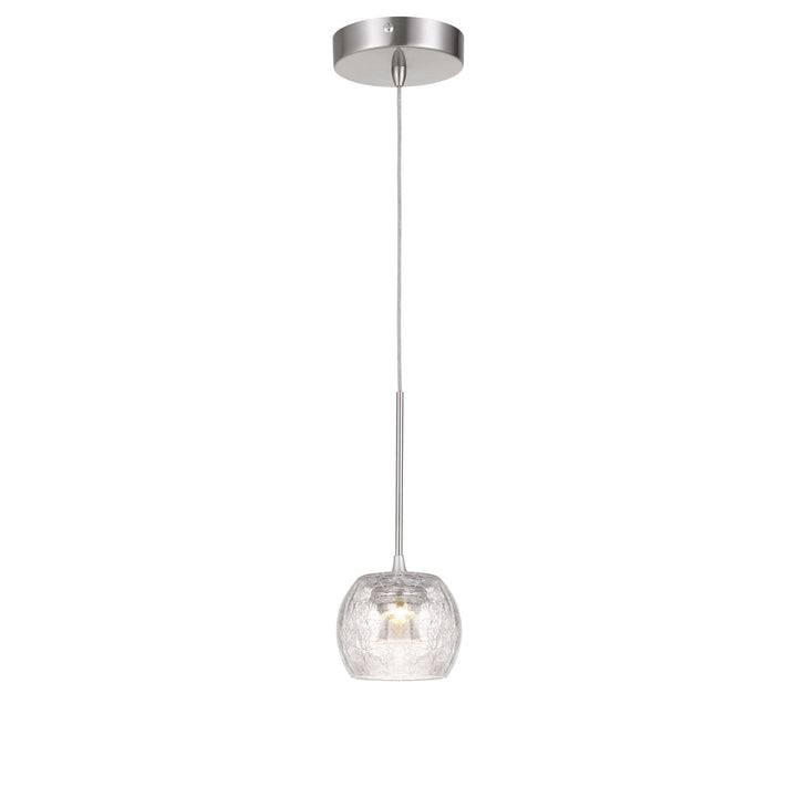 10in Height Led Glass Pendant In Brushed Steel