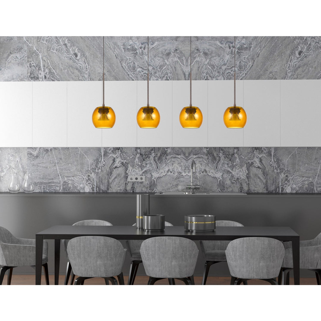 10in Height Led Glass Pendant In Rust