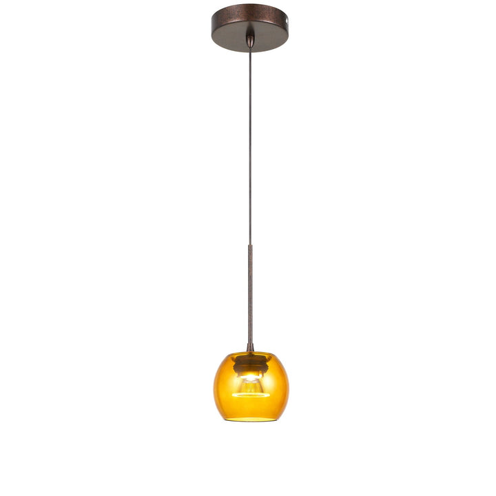 10in Height Led Glass Pendant In Rust