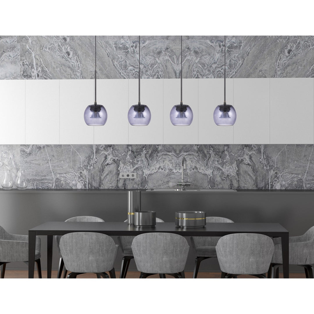 10in Height Led Glass Pendant In Dark Bronze