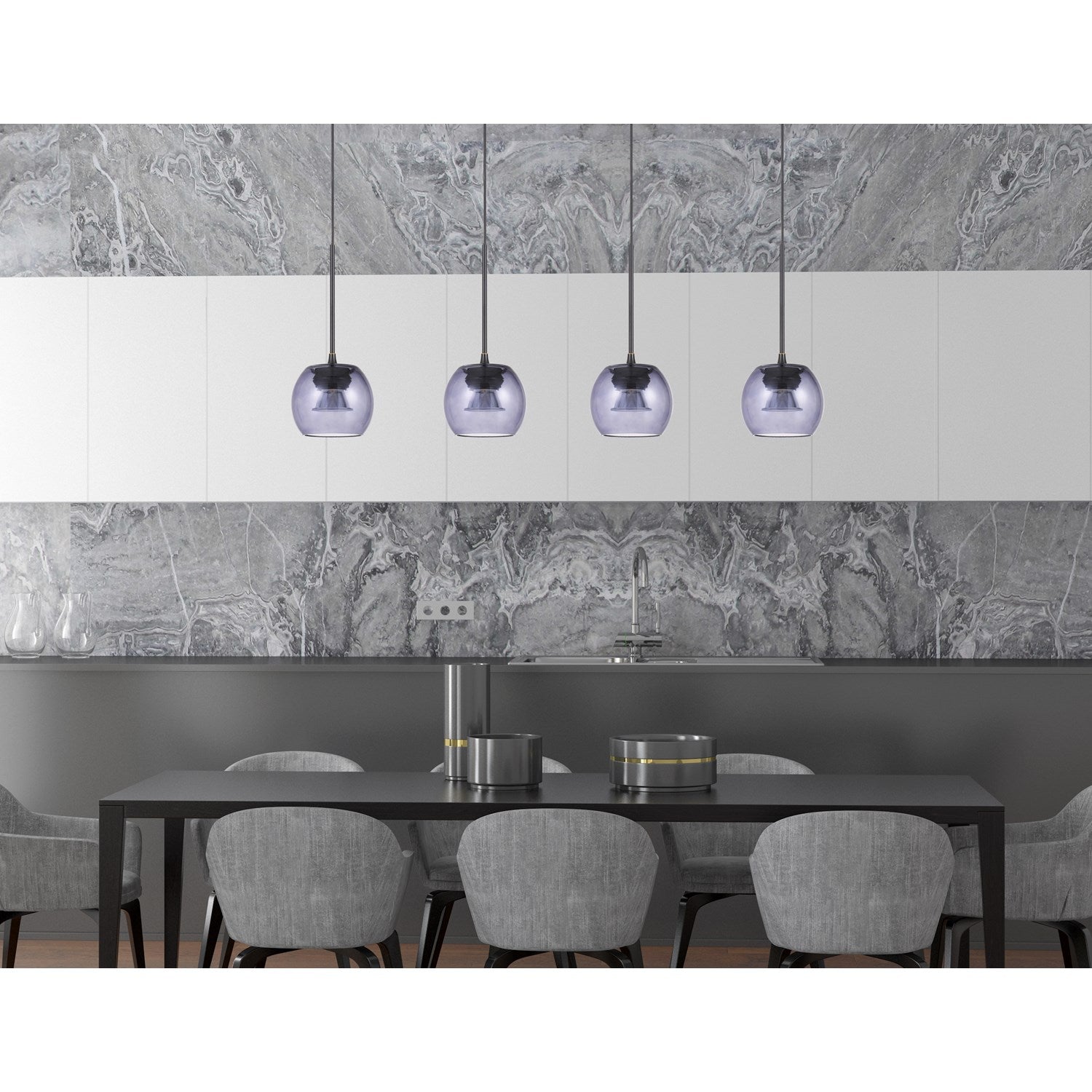 10in Height Led Glass Pendant In Dark Bronze