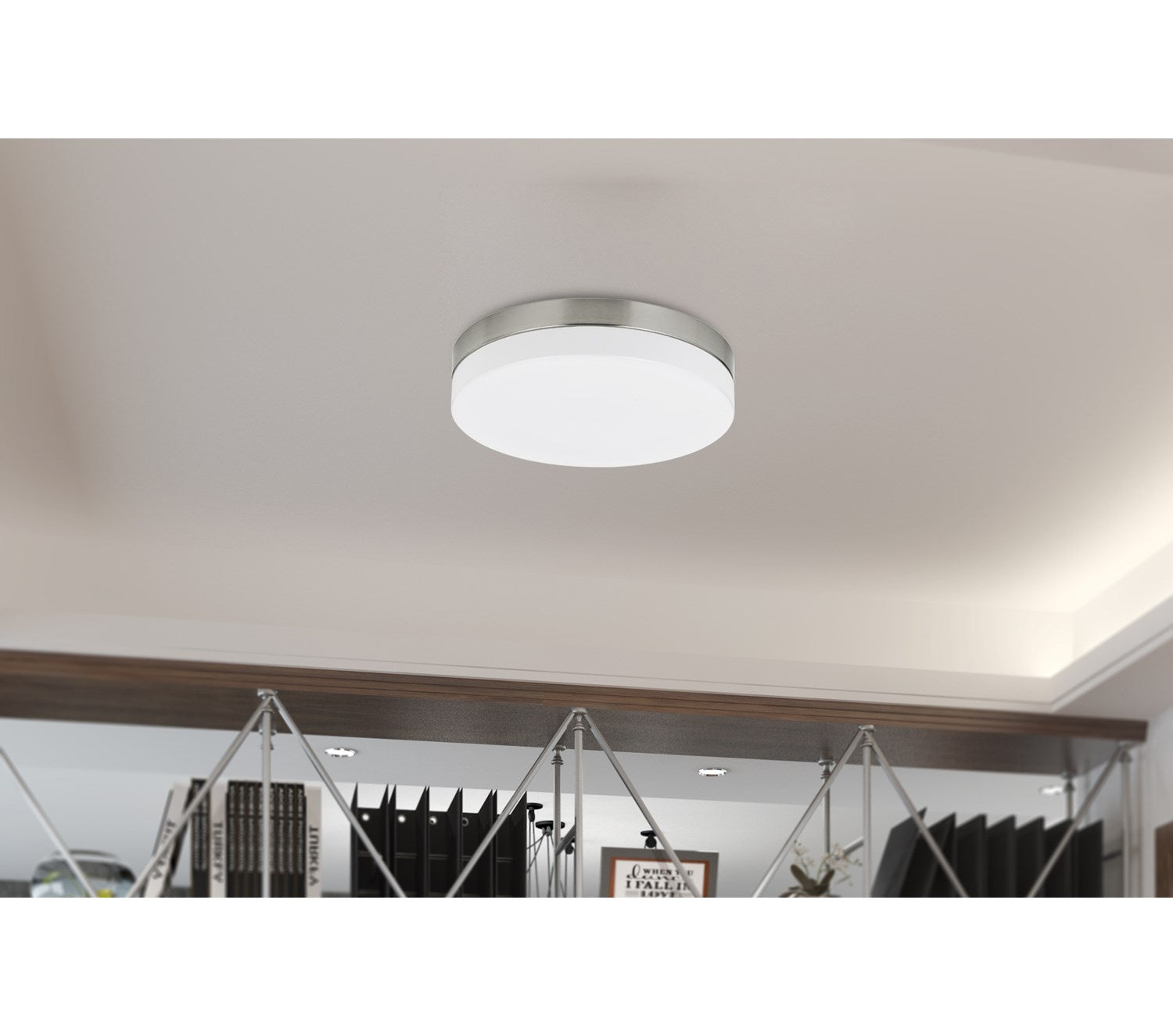 14in Height Acrylic And Metal Fixture In Brushed Steel Finish