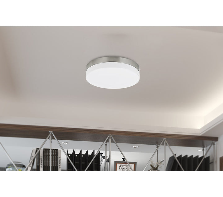 14in Height Acrylic And Metal Fixture In Brushed Steel Finish