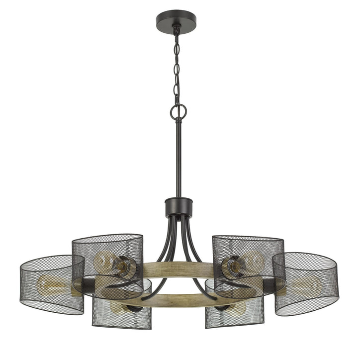 6 Lights Wood/Black Chandelier by CAL Lighting