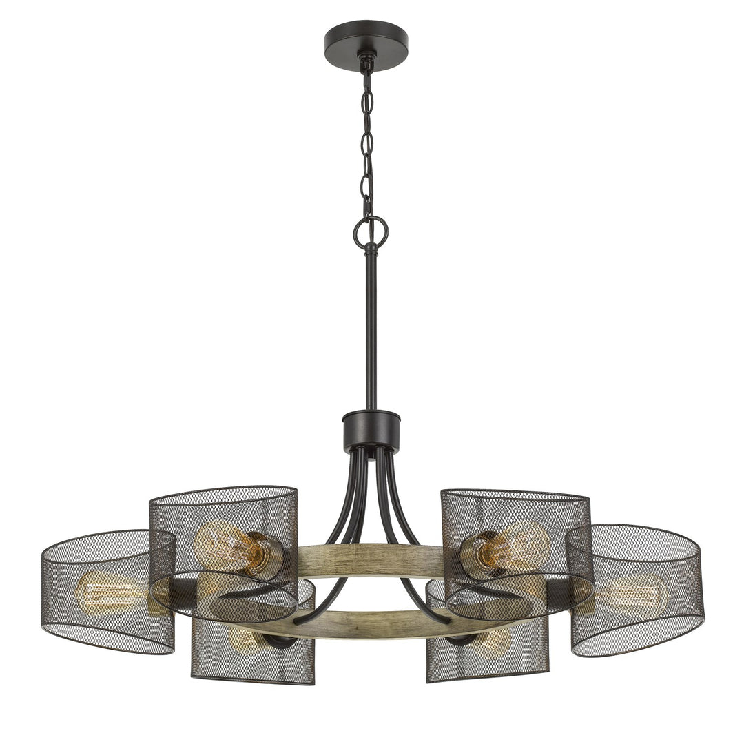6 Lights Wood/Black Chandelier
