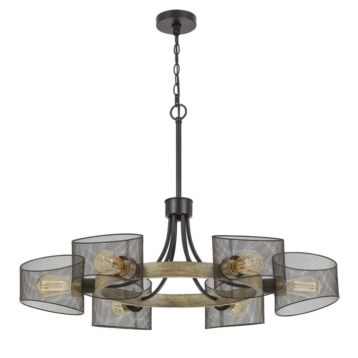 6 Lights Wood/Black Chandelier