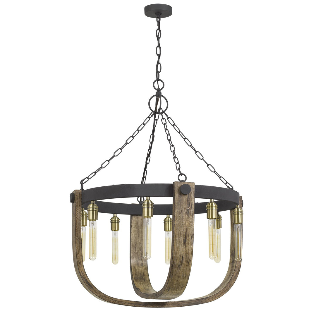 60W X 8  Metal/Wood Chandelier (Edison Bulbs Are Not Included) by CAL Lighting