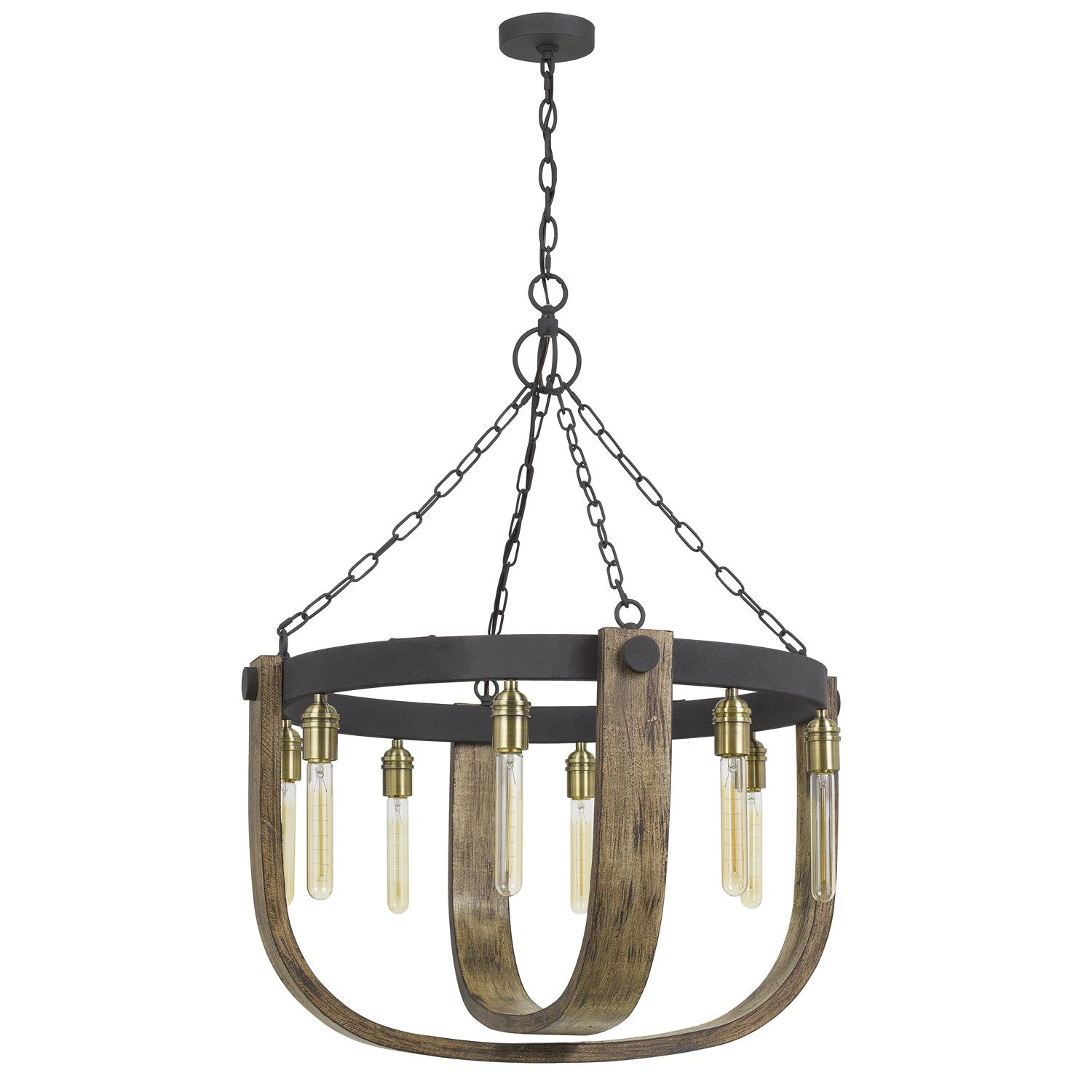 60W X 8  Metal/Wood Chandelier (Edison Bulbs Are Not Included) by CAL Lighting