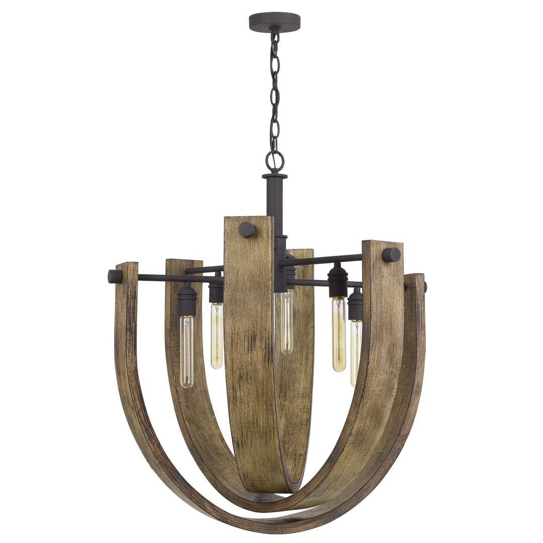 60W X 6  Metal/Wood Chandelier (Edison Bulbs Are Not Included) by CAL Lighting