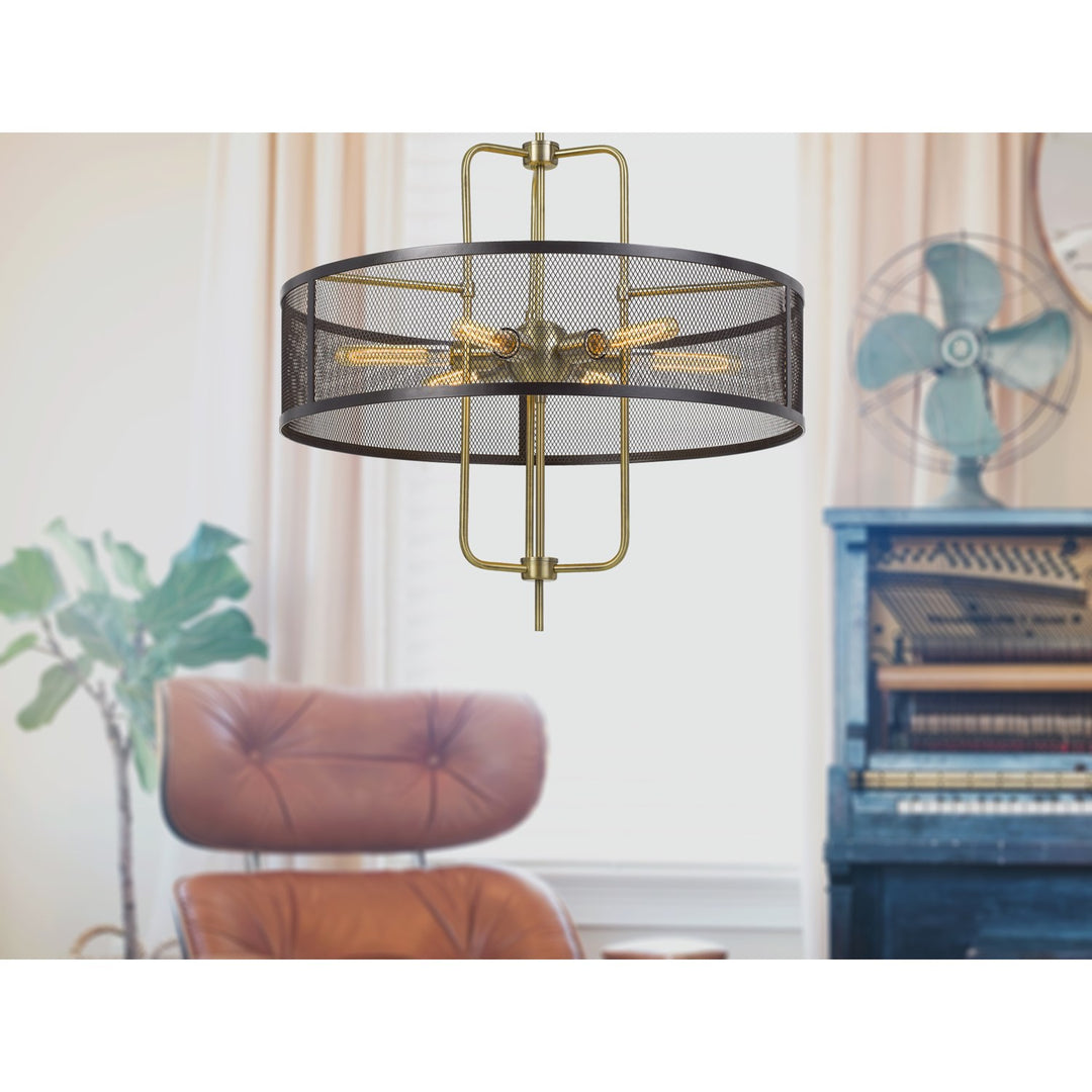 60W X 6  Metal Chandelier With Mesh Shade (Edison Bulbs Are Not Included)