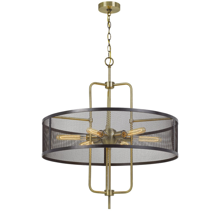 60W X 6  Metal Chandelier With Mesh Shade (Edison Bulbs Are Not Included)