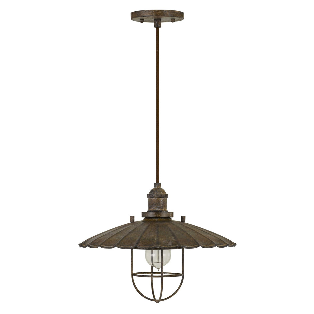 Old Industrial Metal Pendant With Glass Shield (Edison Bulb Not Included) by CAL Lighting