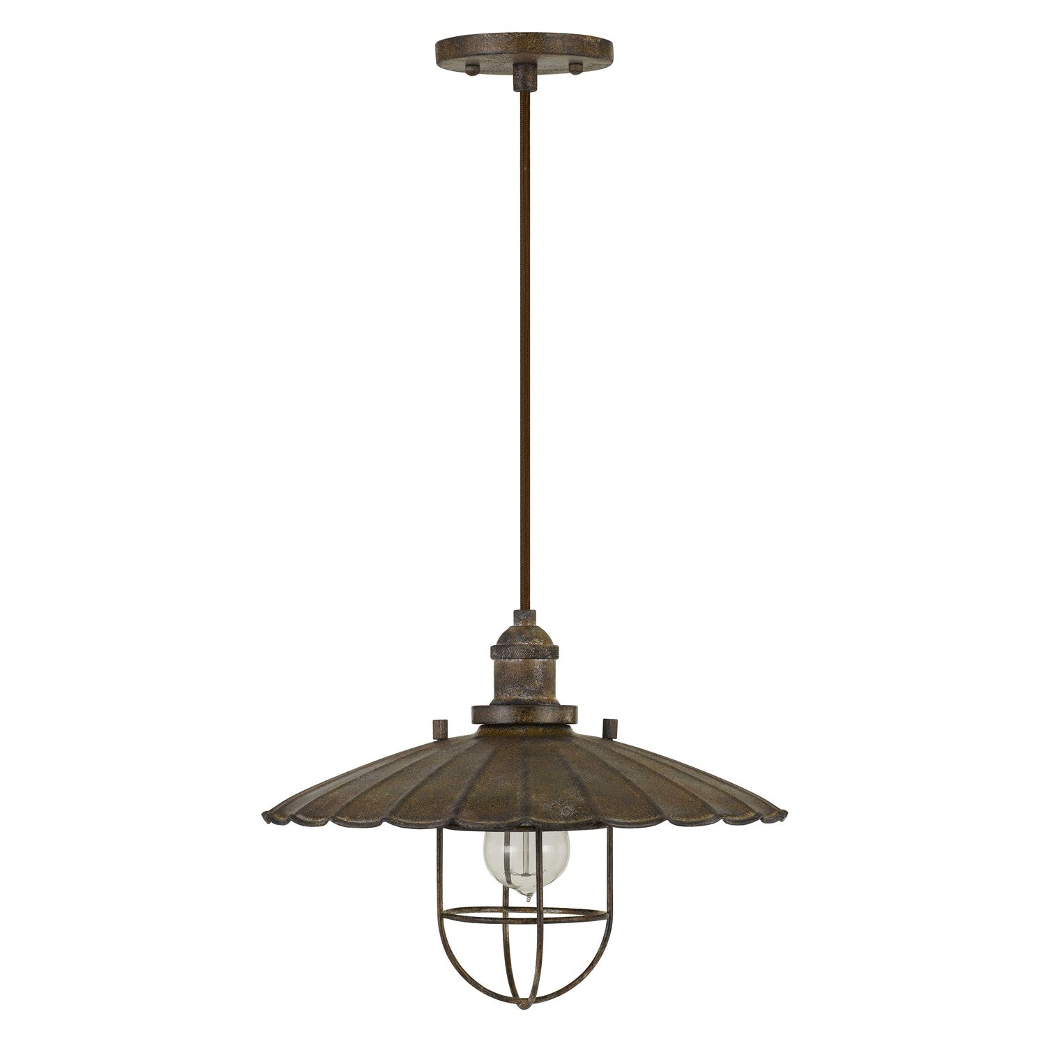 Old Industrial Metal Pendant With Glass Shield (Edison Bulb Not Included) by CAL Lighting