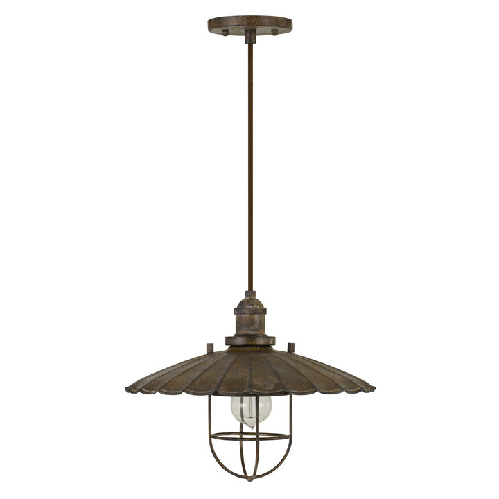 Old Industrial Metal Pendant With Glass Shield (Edison Bulb Not Included) by CAL Lighting