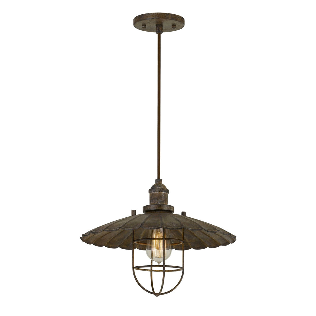 Old Industrial Metal Pendant With Glass Shield (Edison Bulb Not Included)