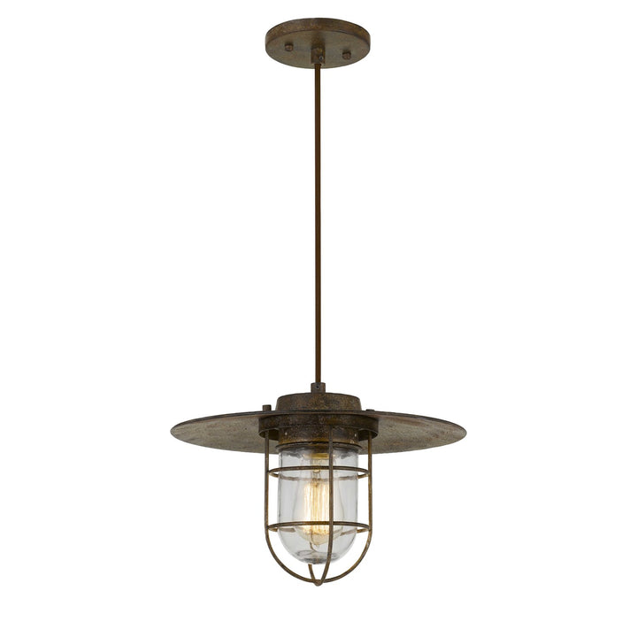 8.5in Height Metal Pendant In Rust Finish