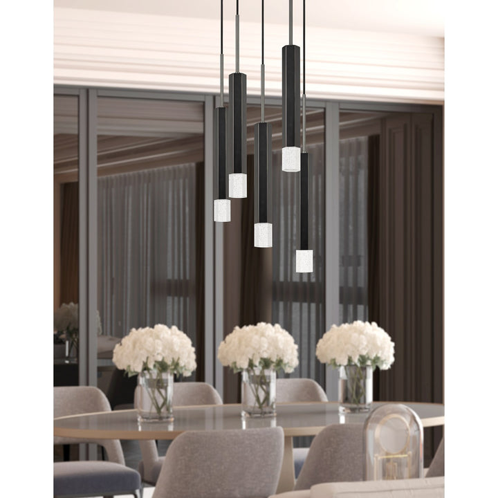 24in Height Aluminum Cast Pendant In Gun Metal Finish