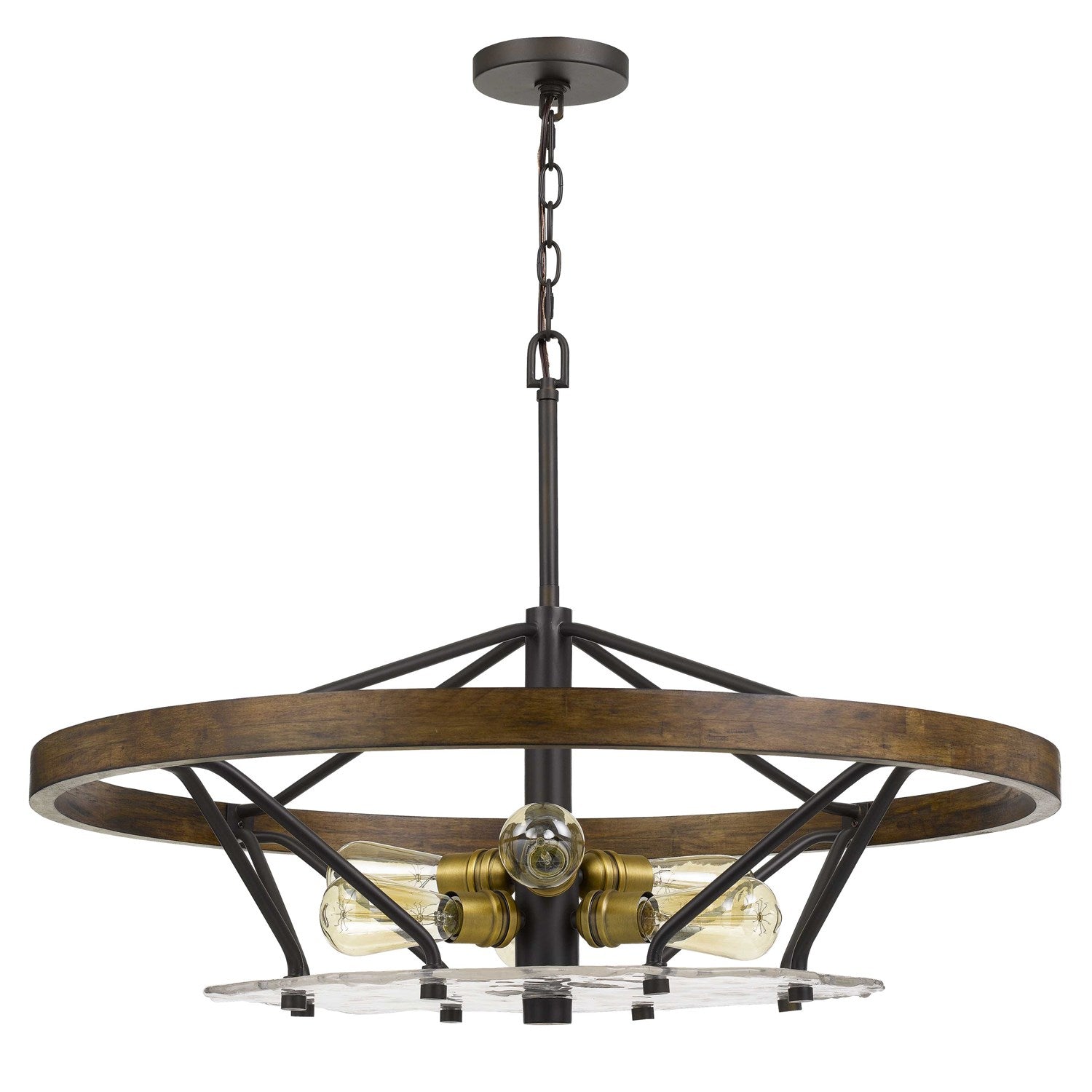 Metal/Wood Chandelier (Edison Bulbs Not Included) by CAL Lighting