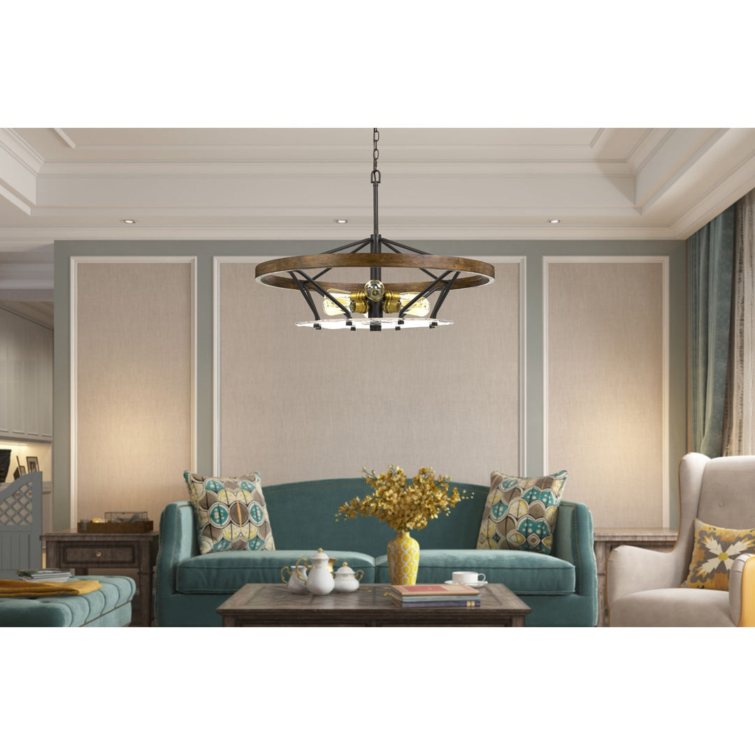 Metal/Wood Chandelier (Edison Bulbs Not Included)